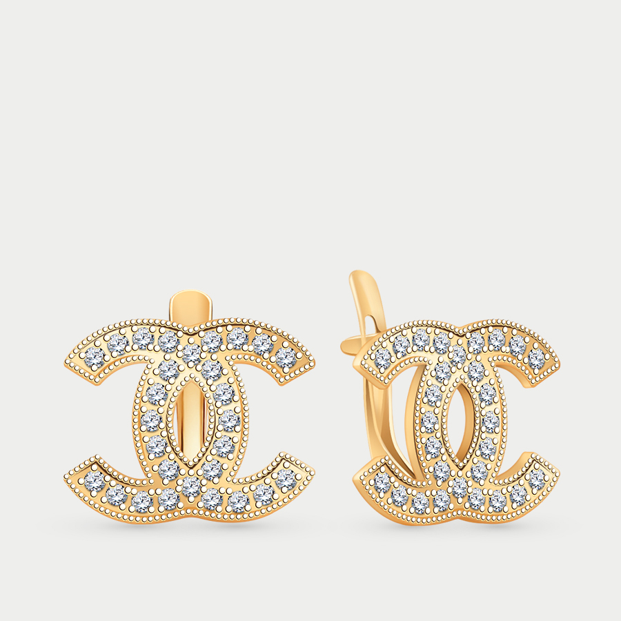 Серьги из розового золота Atoll 21172, фианит