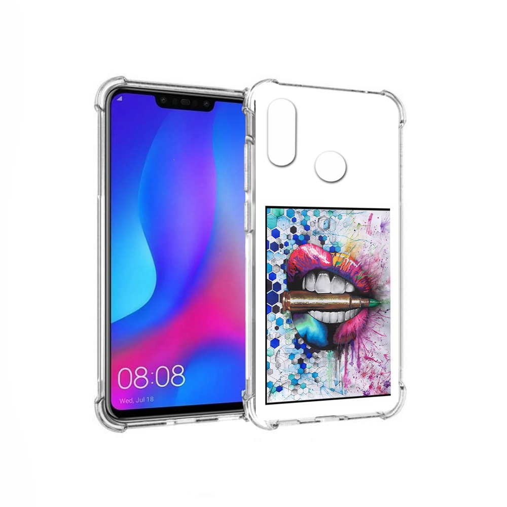 

Чехол MyPads Tocco для Huawei Nova 3 разноцветные губы с пулей (PT115710.27.571), Прозрачный, Tocco