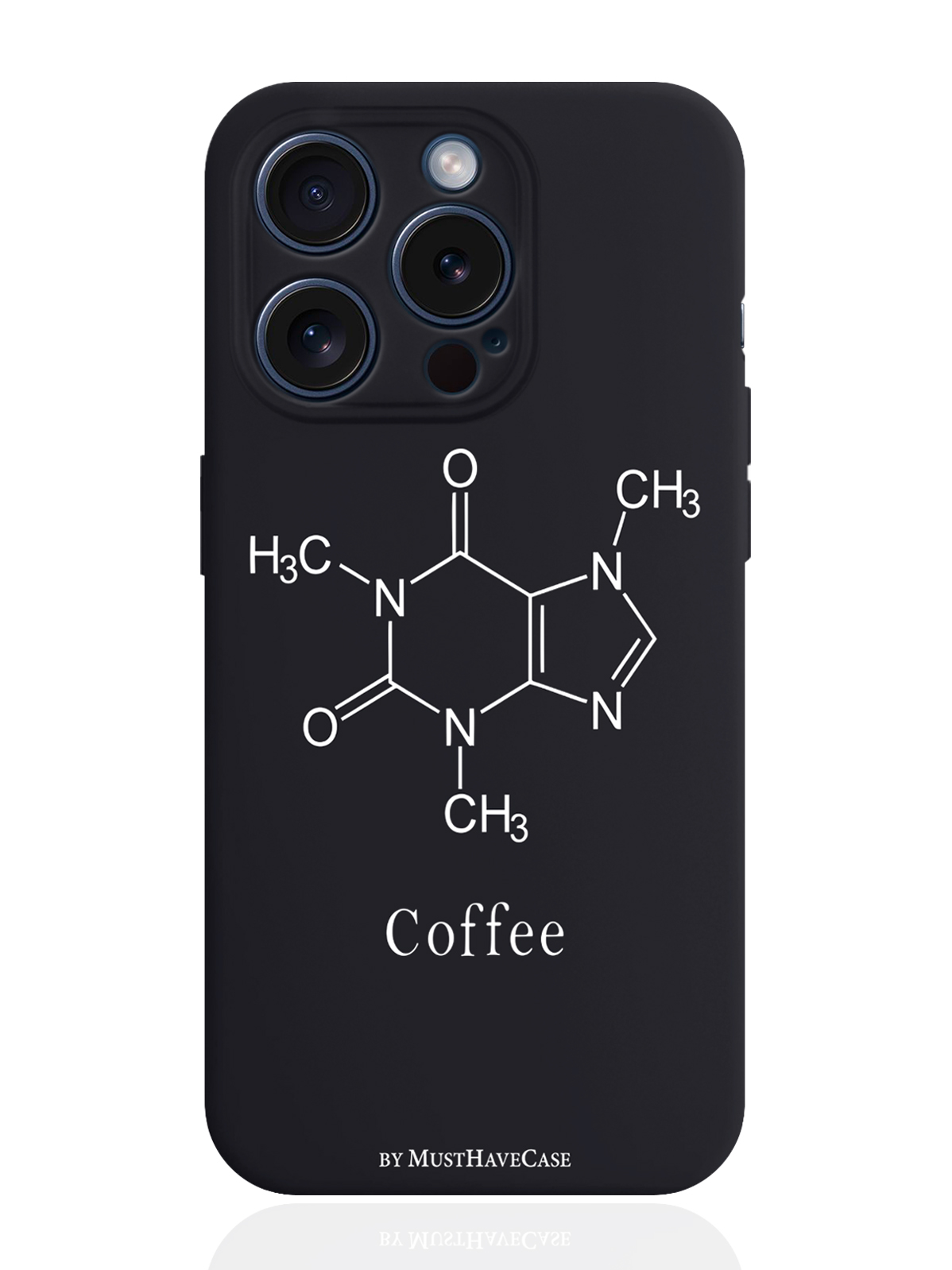 

Чехол для смартфона iPhone 15 Pro Молекула кофе силиконовый черный, Черный;белый
