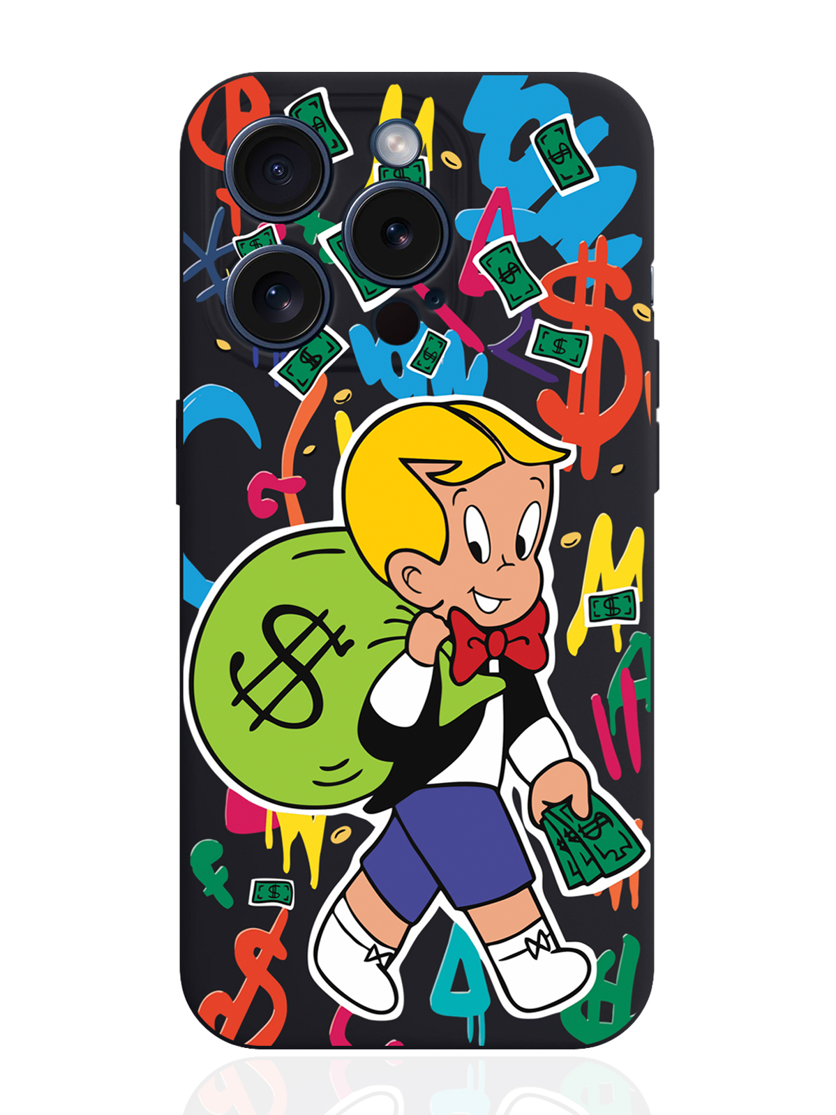 

Чехол для смартфона iPhone 15 Pro Monopoly Richie Rich силиконовый черный, Разноцветный