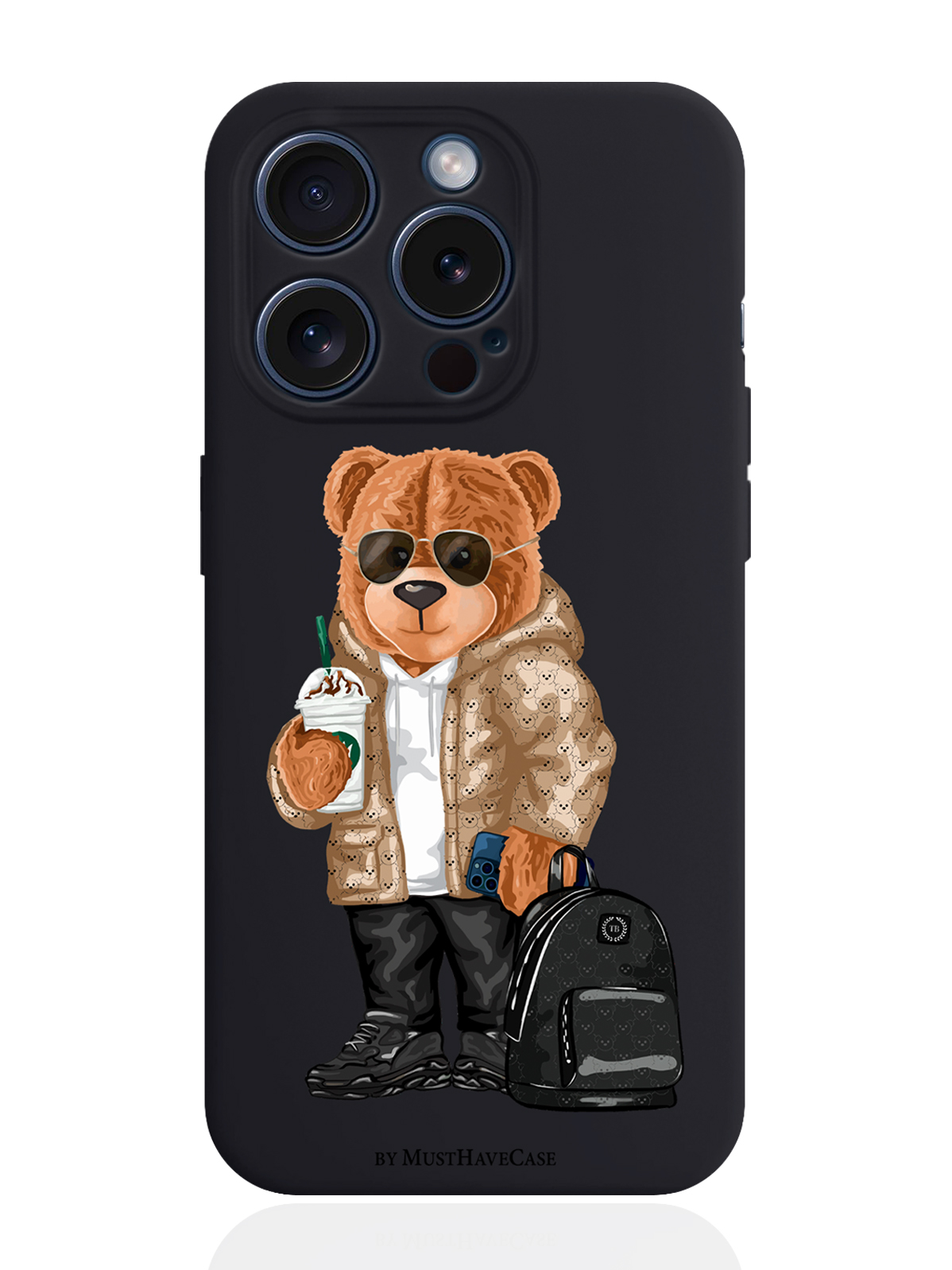 

Чехол для смартфона iPhone 15 Pro Tony Style в очках силиконовый черный, Коричневый;черный;белый