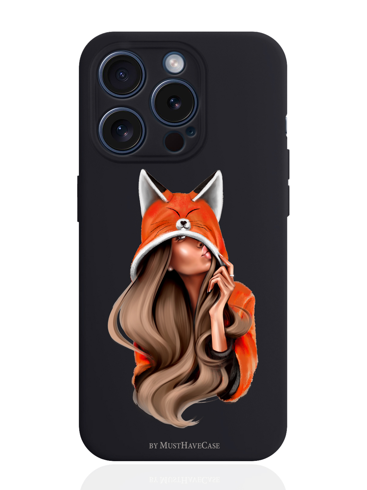 

Чехол для смартфона iPhone 15 Pro Foxy Girl/ Лисичка силиконовый черный, Оранжевый;черный