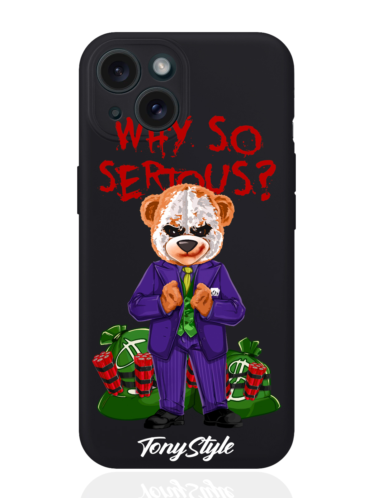 

Чехол для смартфона iPhone 15 Tony Style Why so serious силиконовый черный, Разноцветный