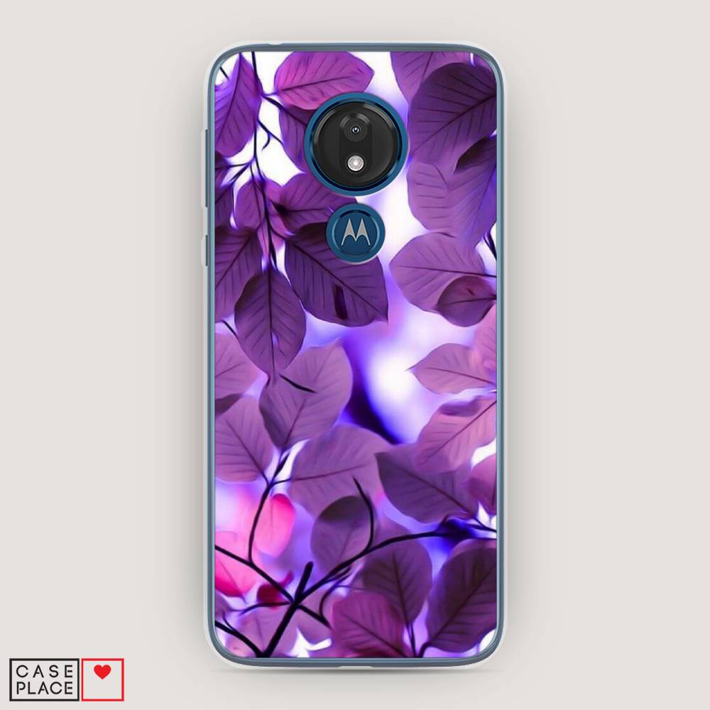 

Чехол для Motorola Moto G7 "Сиреневые листики", Фиолетовый;голубой, 241150-2