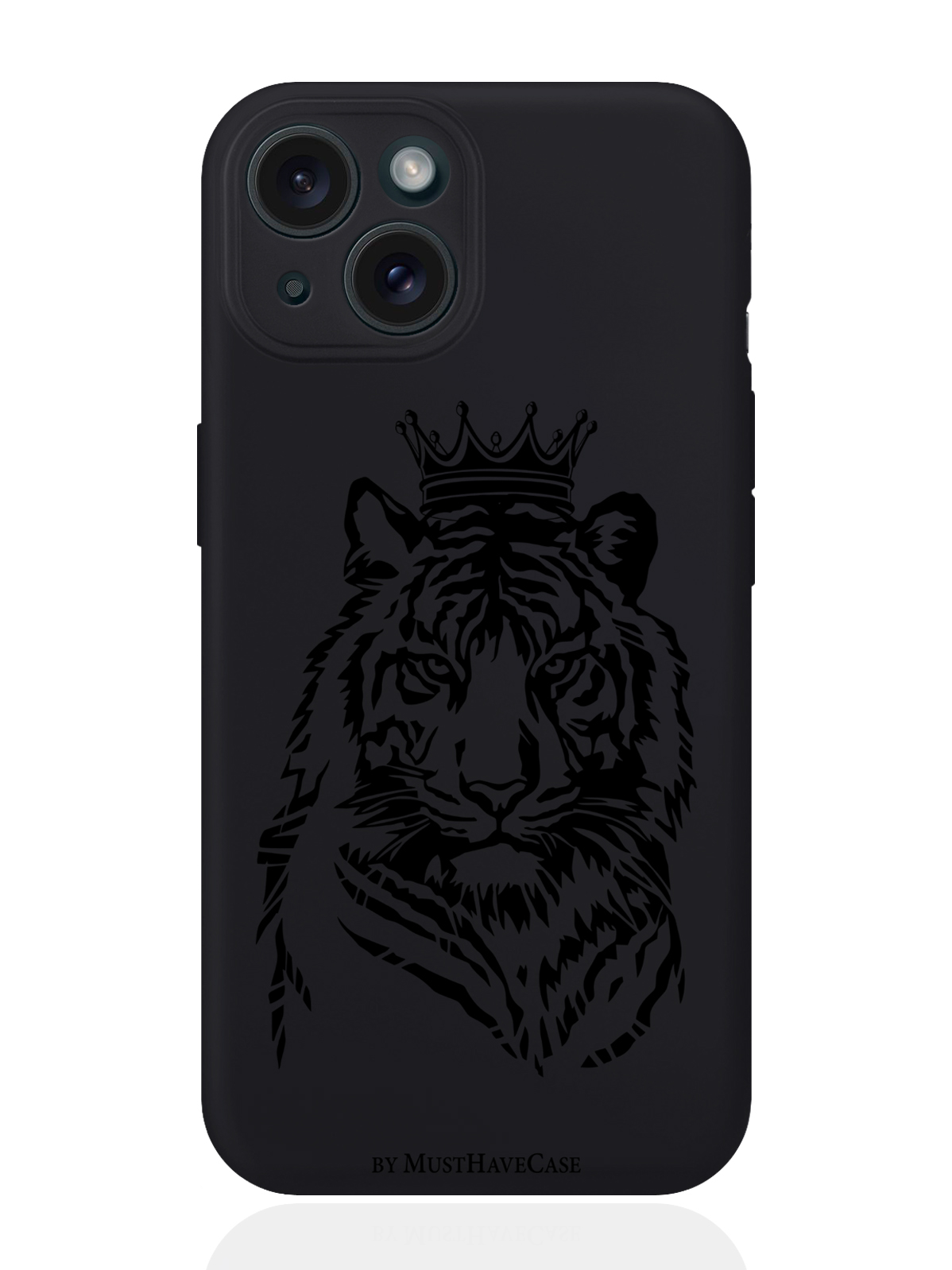 

Чехол для смартфона iPhone 15 Тигр с Короной силиконовый черный