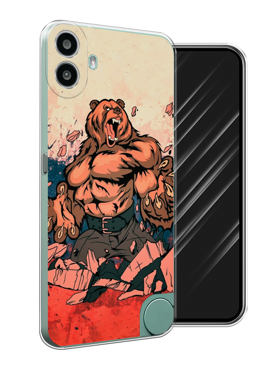 

Чехол Awog на CMF Phone 1 "Медведь с флагом РФ", Коричневый;синий;красный, 3300450-1