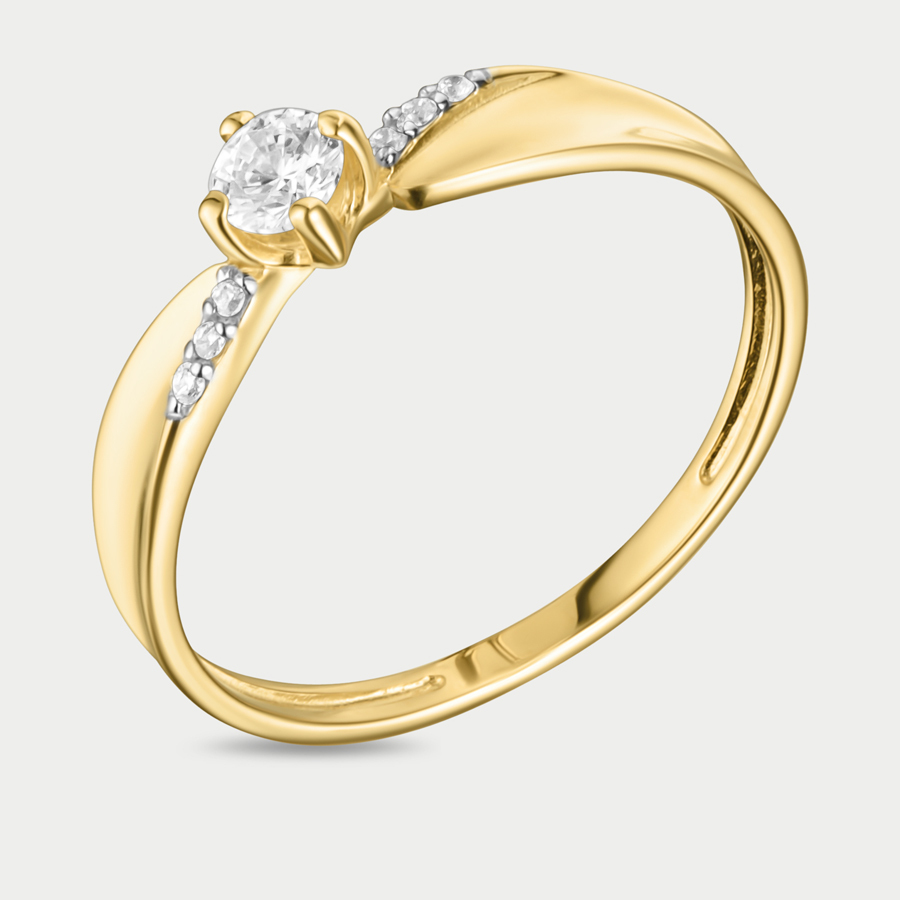 Кольцо из желтого золота р. 18 Сорокин 60039600-2, фианит