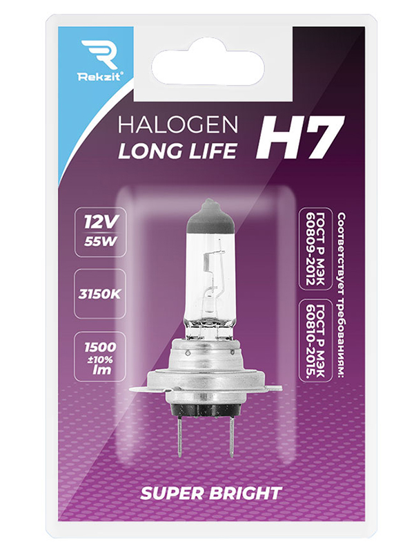 Лампа Rekzit H7 12V 55W Long Life 90073
