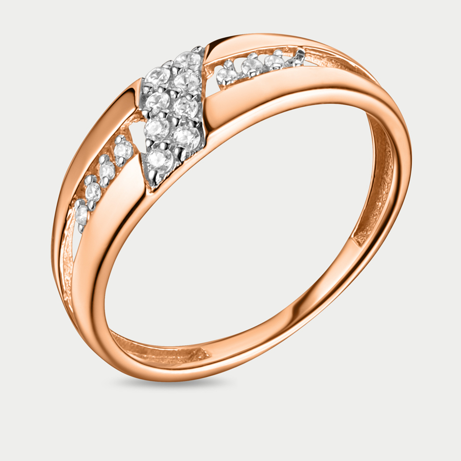 Кольцо из розового золота р. 16,5 Сорокин 70136000, фианит