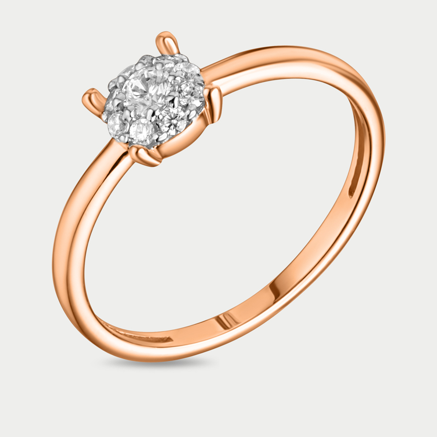 Кольцо из розового золота р. 15,5 Сорокин 70215000, фианит