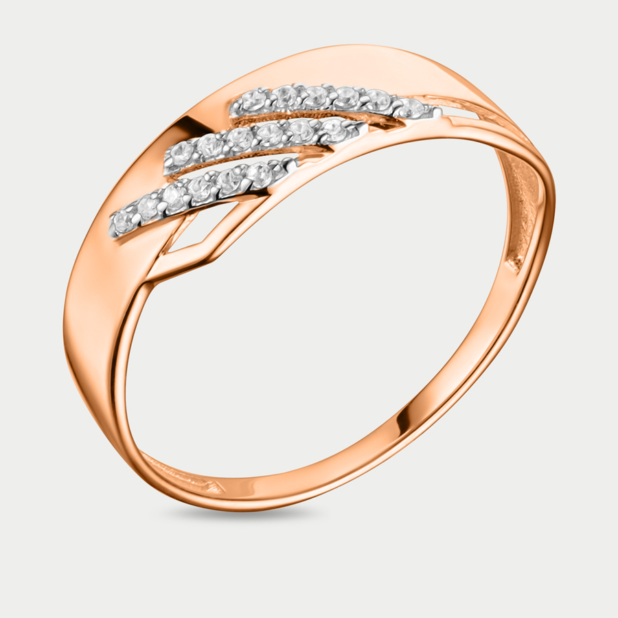 Кольцо из розового золота р. 18,5 Сорокин 70270300, фианит