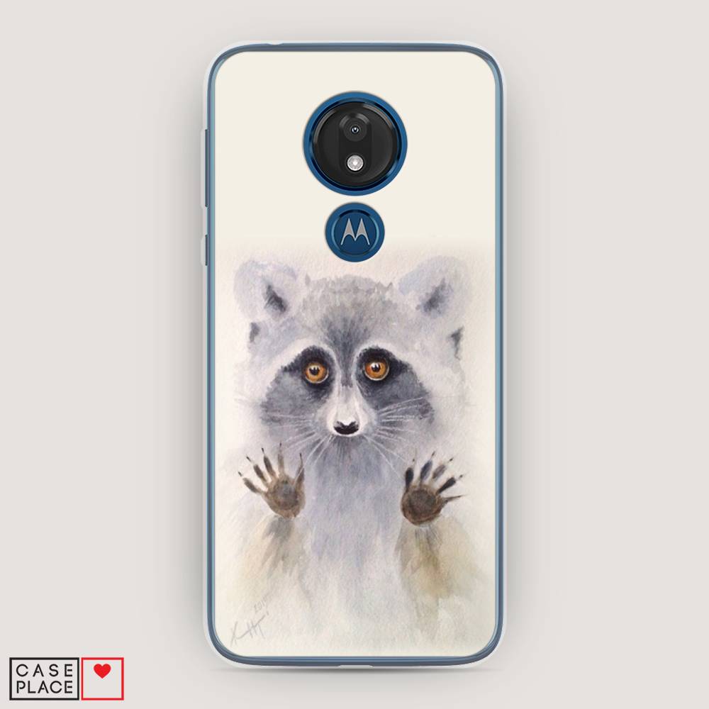 

Чехол для Motorola Moto G7 "Енот за стеклом", Бежевый;серый, 241150-4