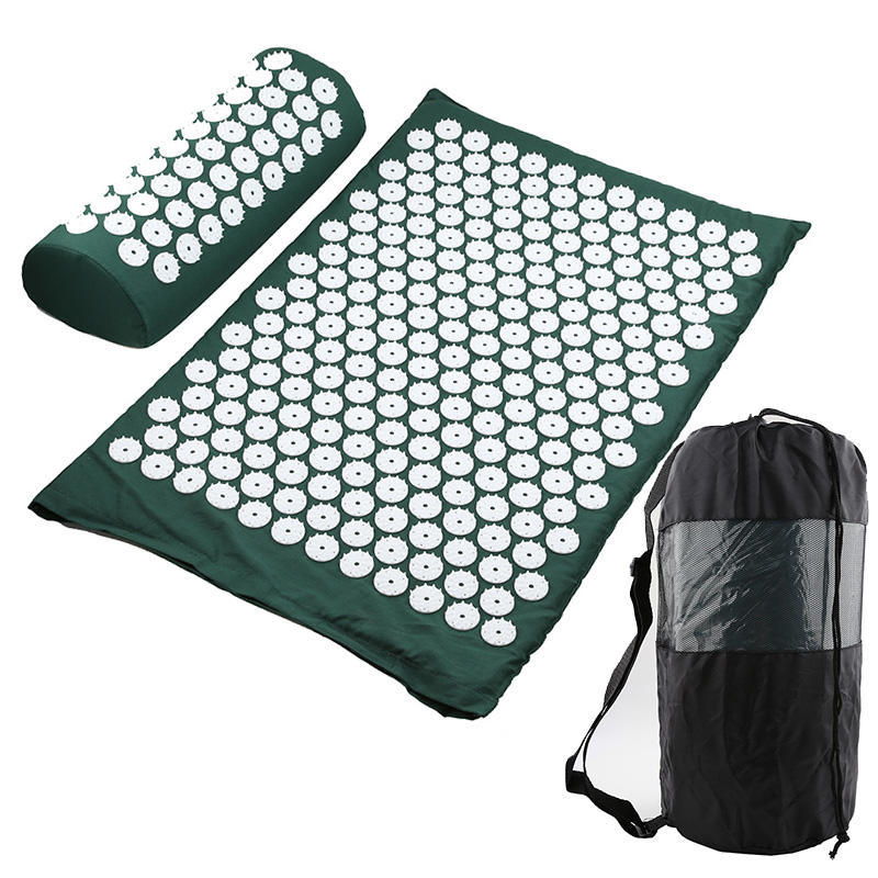 Купить Массажный акупунктурный коврик для ног и валик в чехле (темно-зеленый), URM