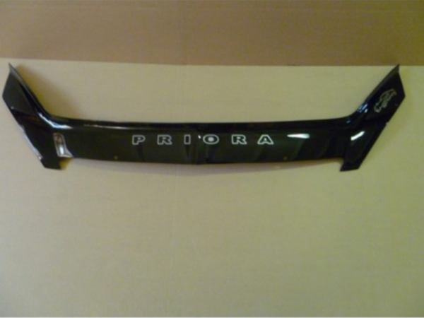 Дефлектор капота с надписью черный для ВАЗ (Lada) Priora (2007-2018)