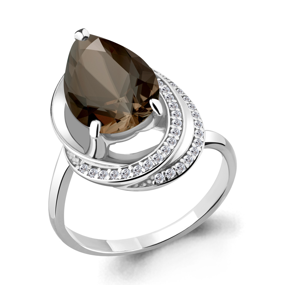 

Кольцо из серебра с кварцем/фианитом р., Aquamarine 6580301А, 6580301А_925_р