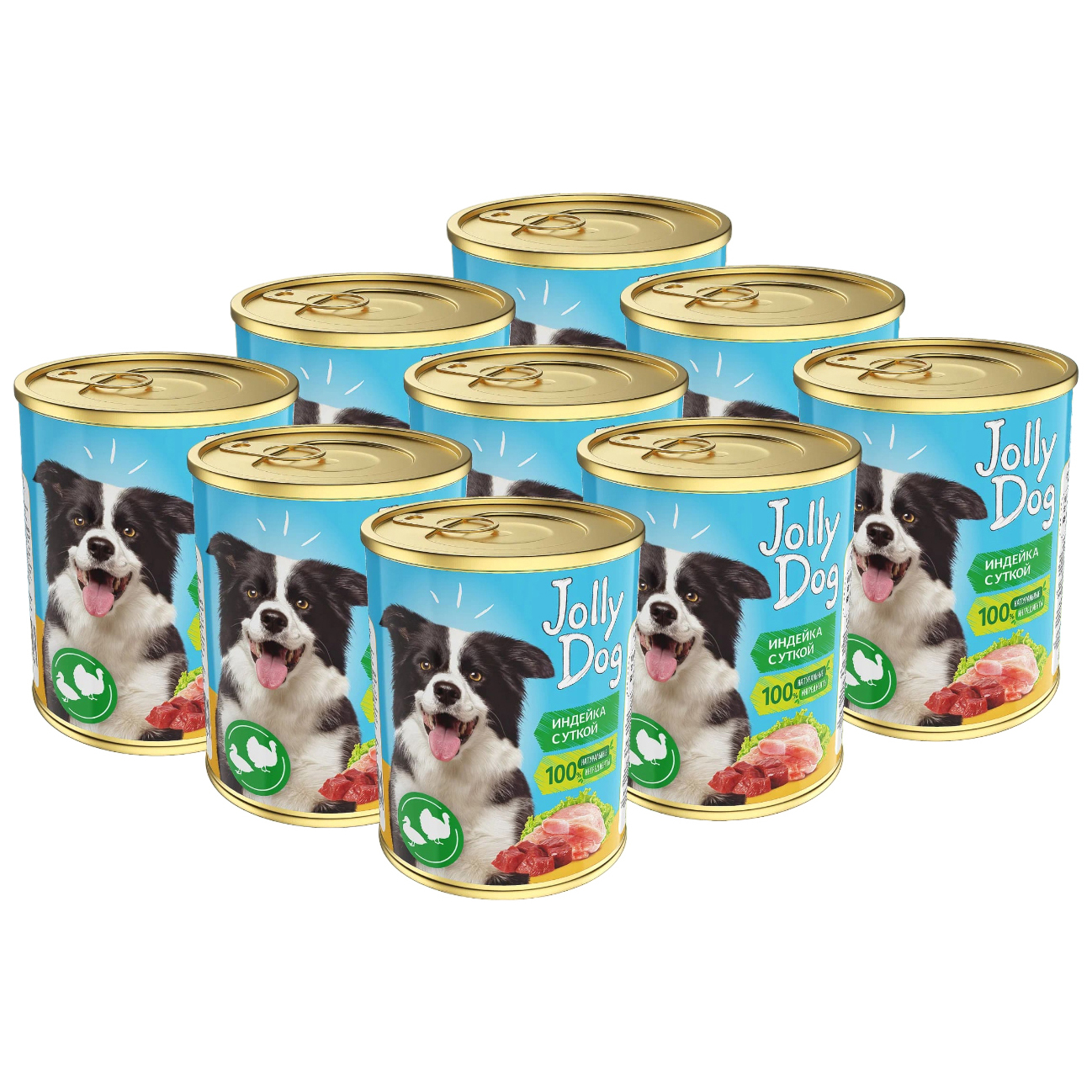 

Консервы для собак ЗООГУРМАН Jolly Dog, индейка, утка, 9шт по 350г, Влажный корм для собак Зоогурман
