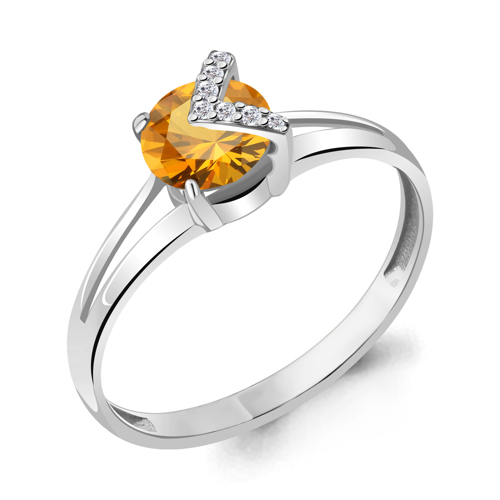 

Кольцо из серебра с цитрином/фианитом р., Aquamarine 6941806А, 6941806А_925_р