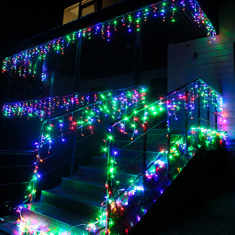 Гирлянда новогодняя светодиодная бахрома уличная на дом H0142 Baziator разноцветная 20м