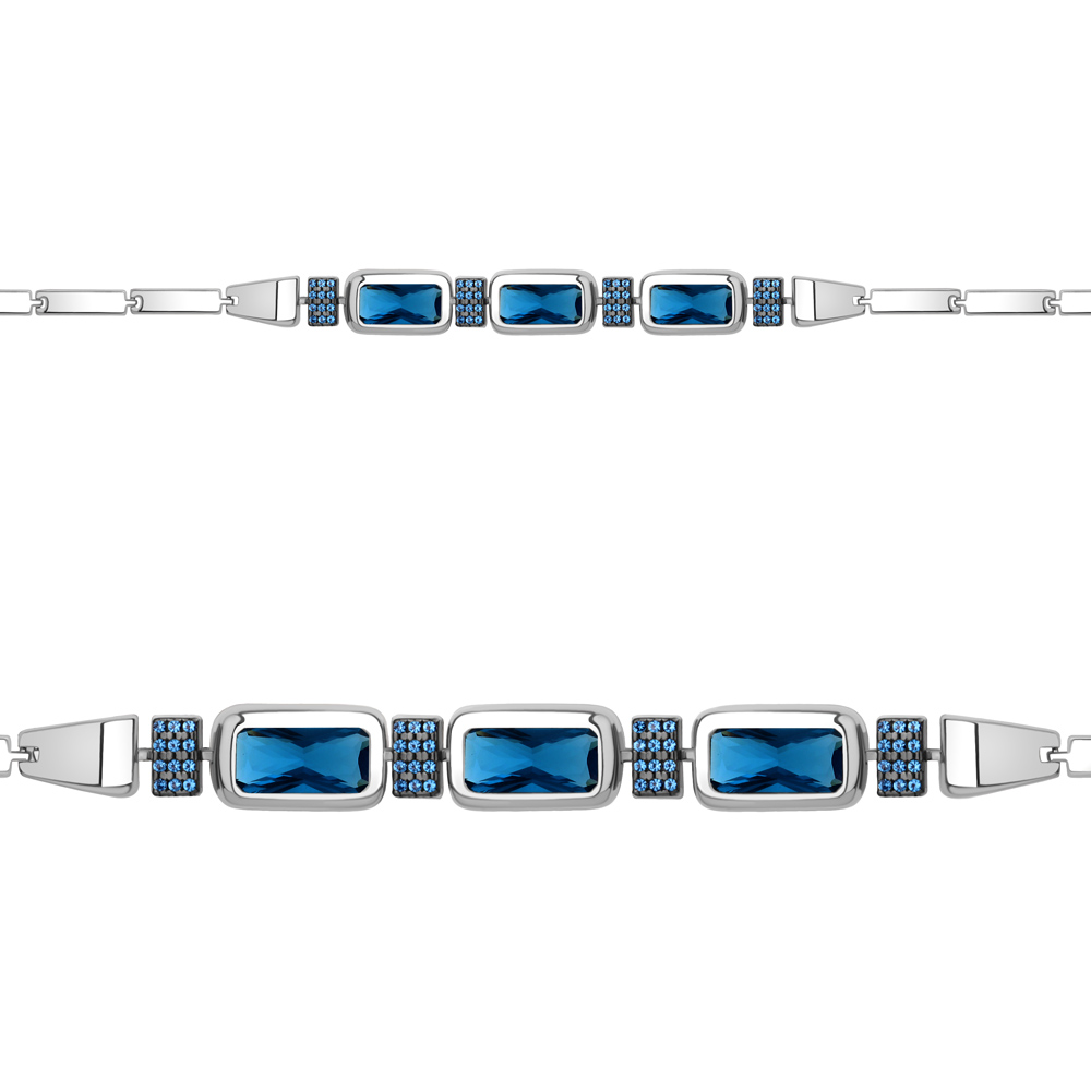 

Браслет из серебра с топазом искусственным р.  Aquamarine 7443493Б, 7443493Б_925_р