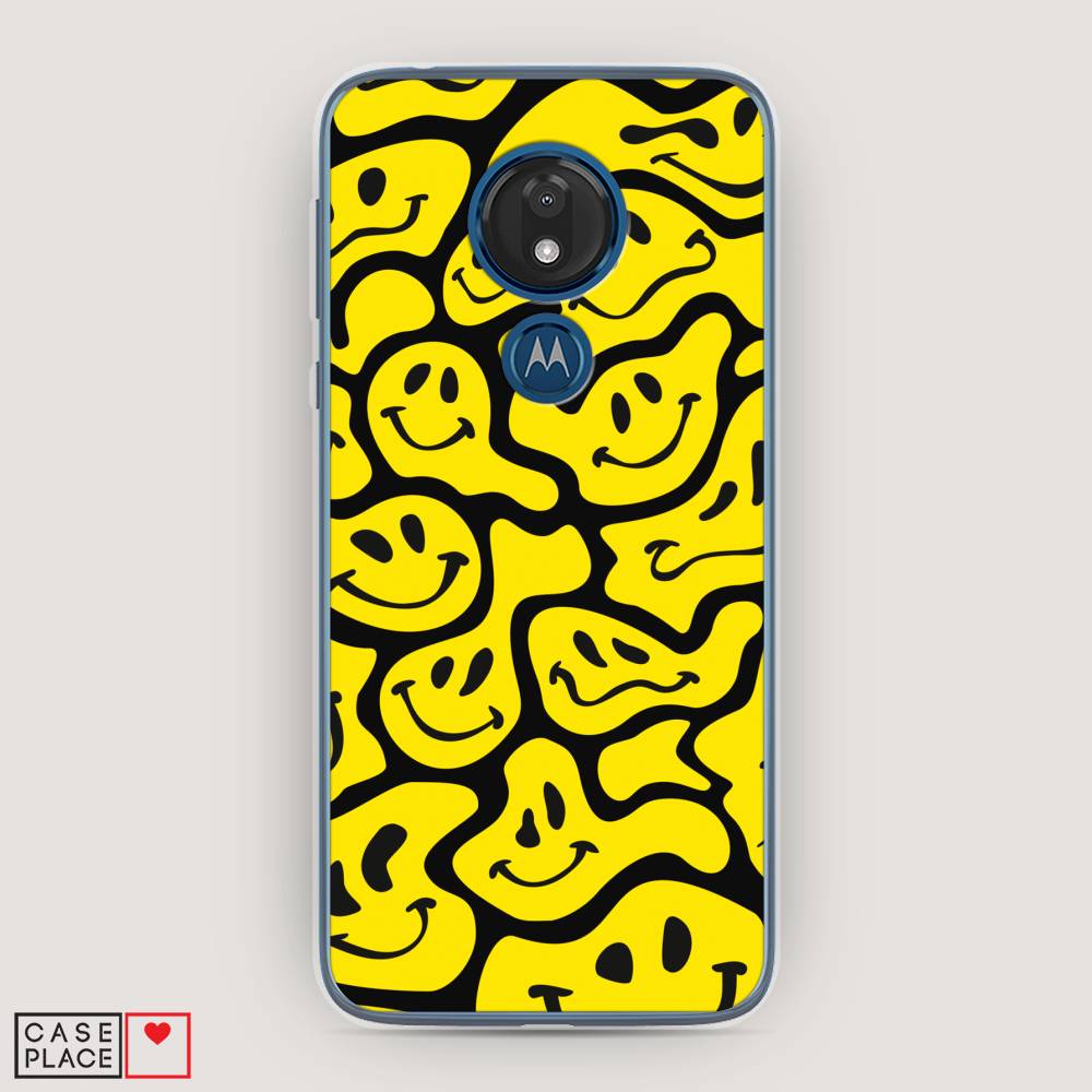 

Чехол для Motorola Moto G7 "Расплывчатые смайлики желтые", Черный;желтый, 241150-6