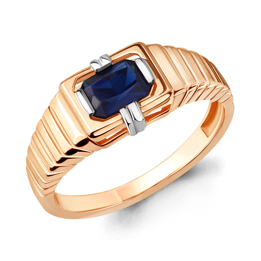 

Кольцо печатка из серебра с сапфиром искусственным р. Aquamarine 68433Н, 68433Н_925_з
