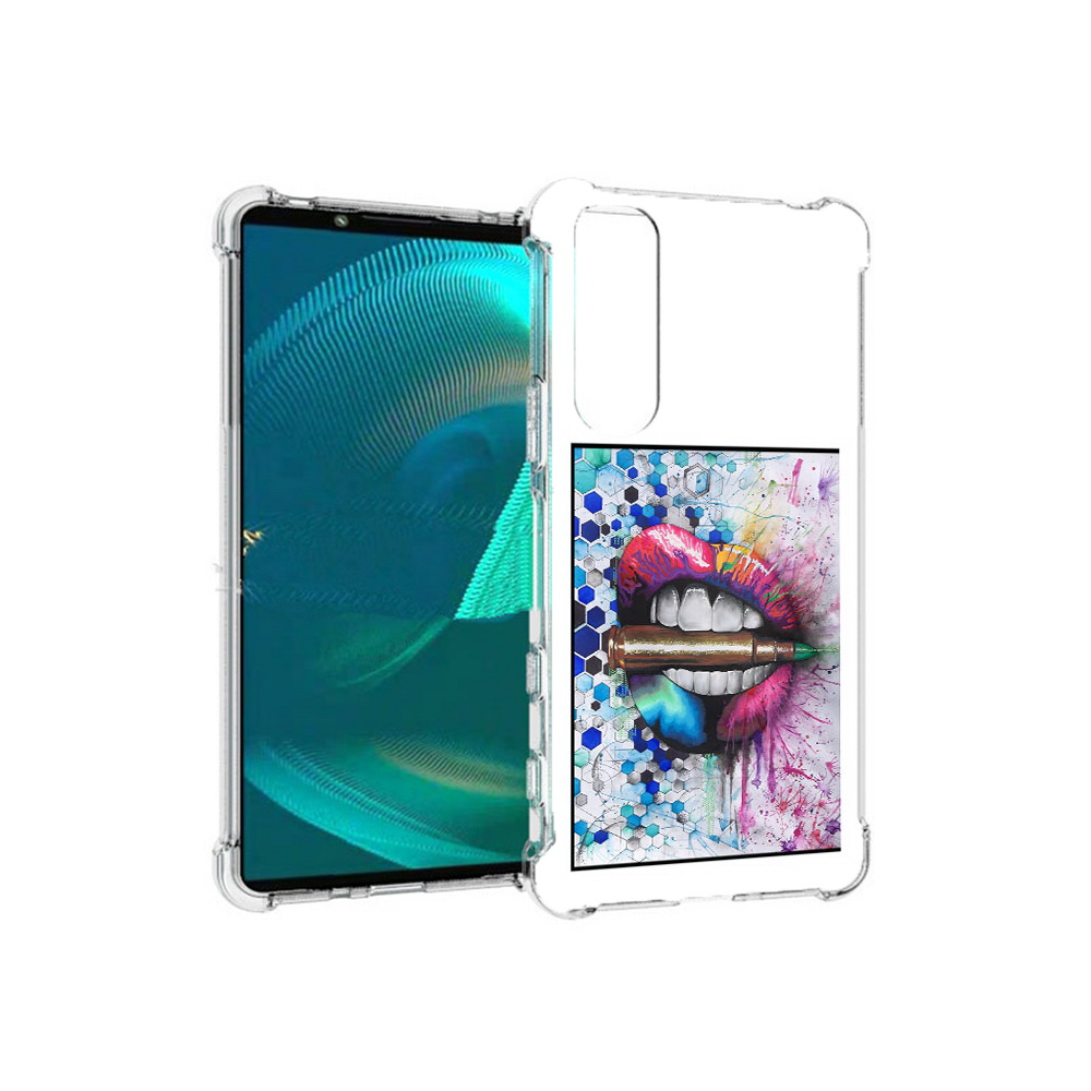 

Чехол MyPads Tocco для Sony Xperia 5 III разноцветные губы с пулей (PT172137.231.571), Прозрачный, Tocco