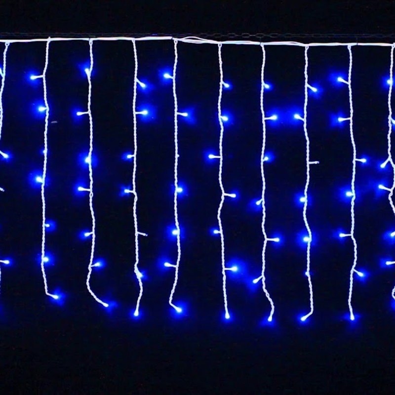 фото Новогодняя светодиодная уличная гирлянда бахрома 6 м синий baziator