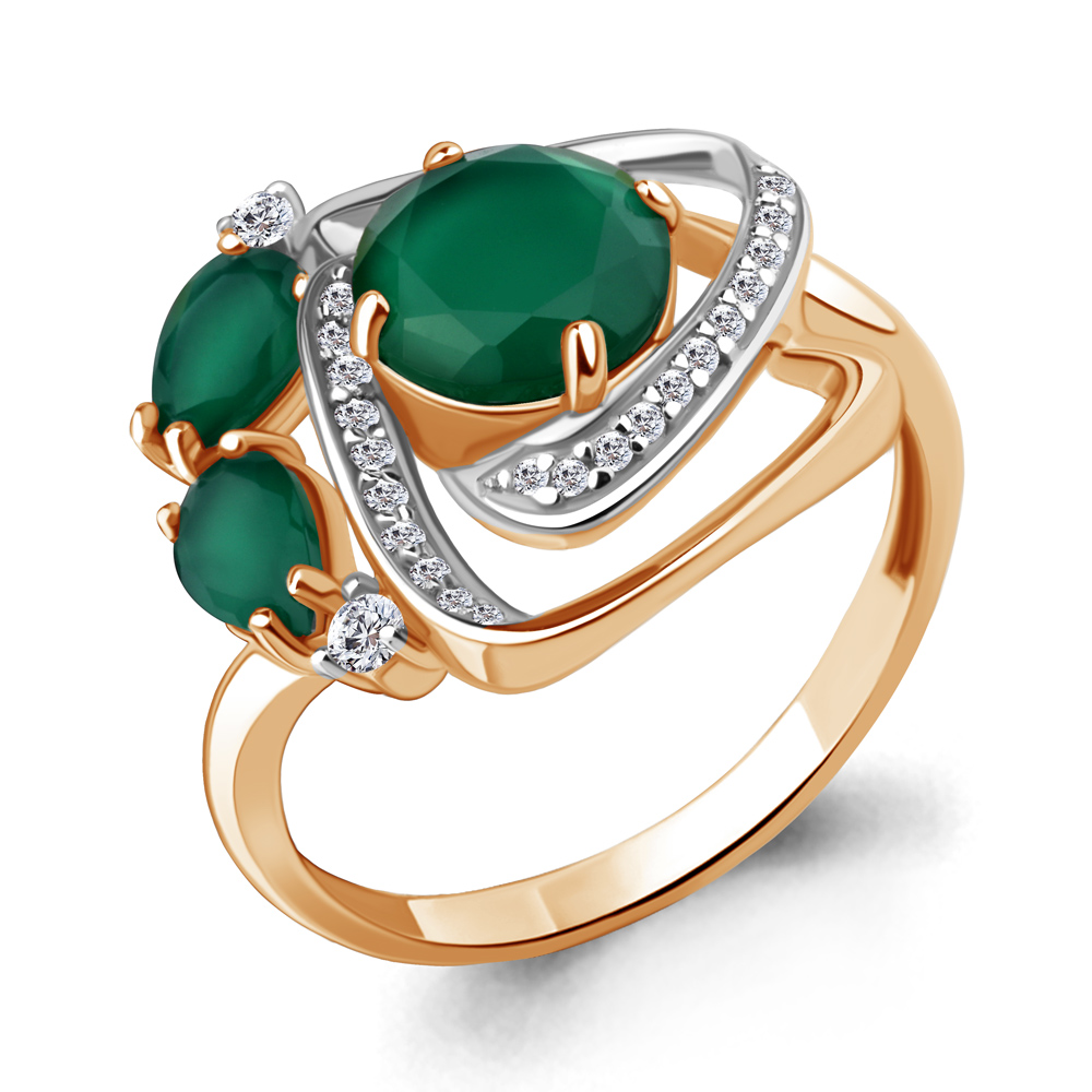 

Кольцо из серебра с агатом/фианитом р., Aquamarine 6907809А, 6907809А_925_з