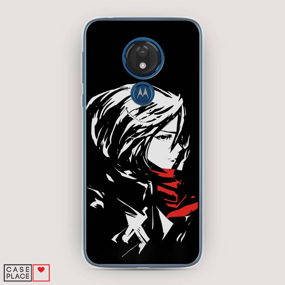 

Чехол для Motorola Moto G7 "Микаса минимализм", Черный;серый;красный, 241150-4