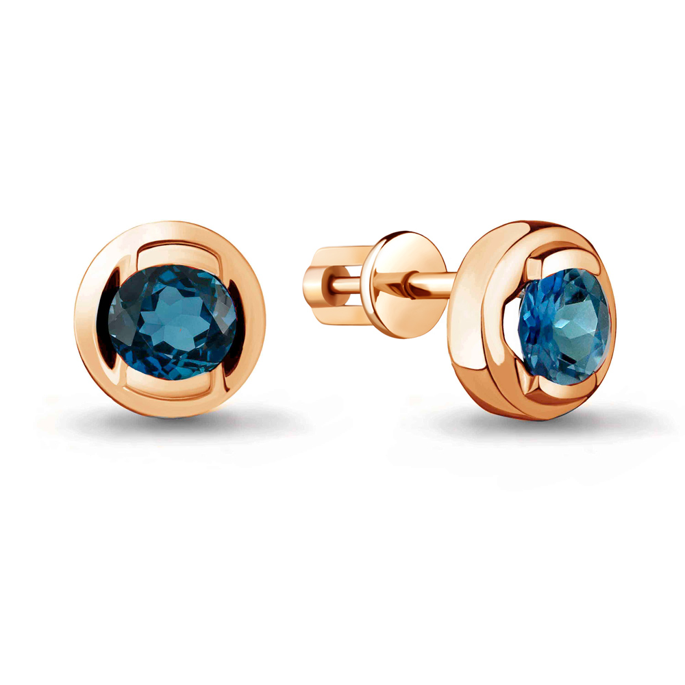 

Серьги-пусеты из красного золота с топазом Aquamarine 4463508, 4463508_585_кз