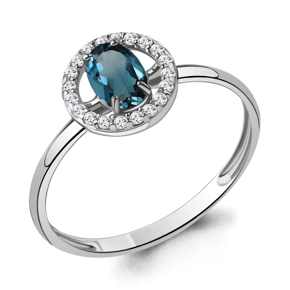 

Кольцо из серебра с топазом/фианитом р. Aquamarine 6901008А, 6901008А_925_р