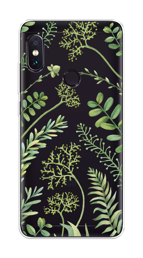 

Чехол на Xiaomi Redmi Note 5/Note 5 Pro "Green Leaves", Зеленый;прозрачный, 32750-1