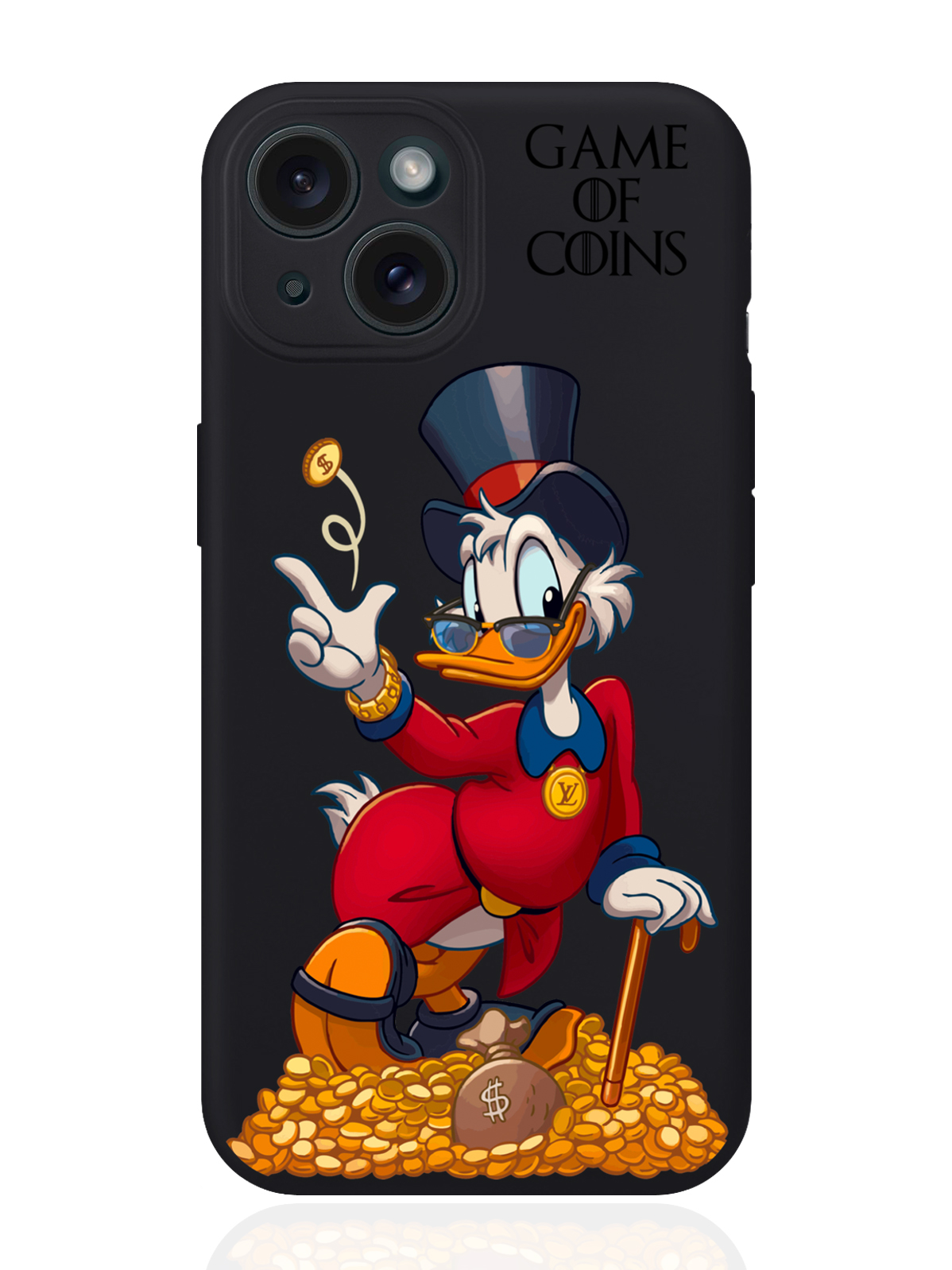 

Чехол для смартфона iPhone 15 Богатая Утка Игра монет силиконовый черный, Разноцветный