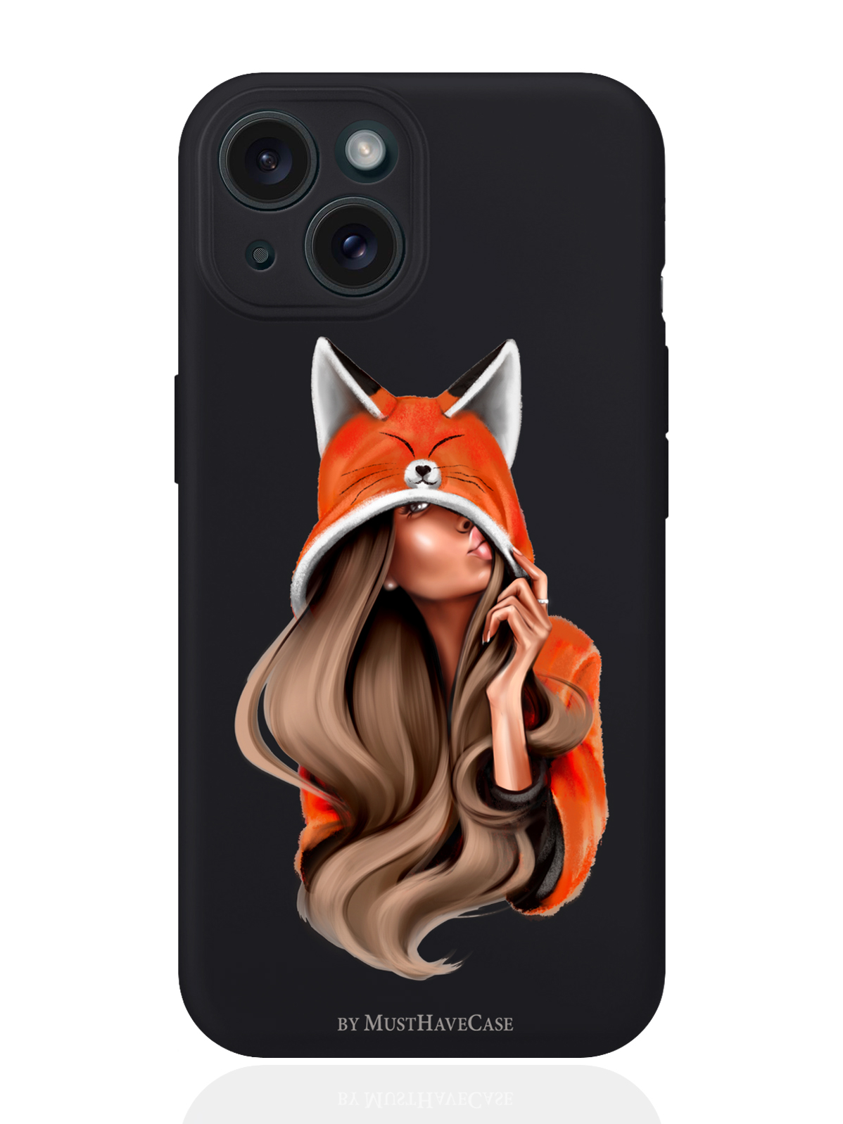 

Чехол для смартфона iPhone 15 Foxy Girl/ Лисичка силиконовый черный, Оранжевый;черный