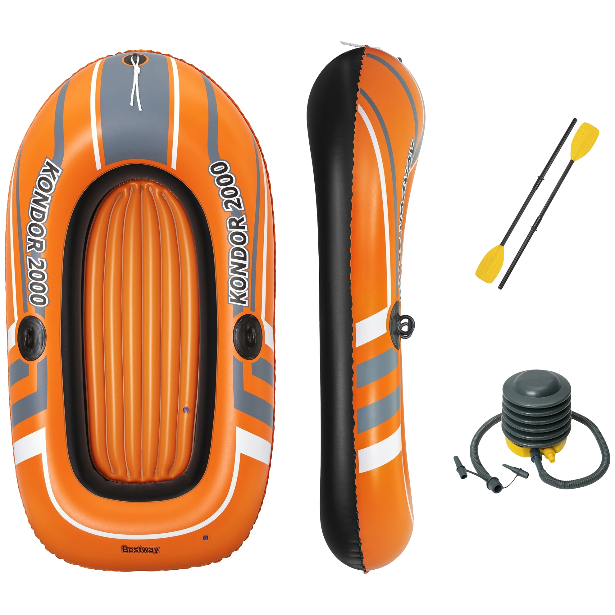 

Лодка Bestway Kondor 2000 1,96 м x1,14 м, Разноцветный, Kondor 2000,196х114см,насос,до 95кг, от 6 л,61062