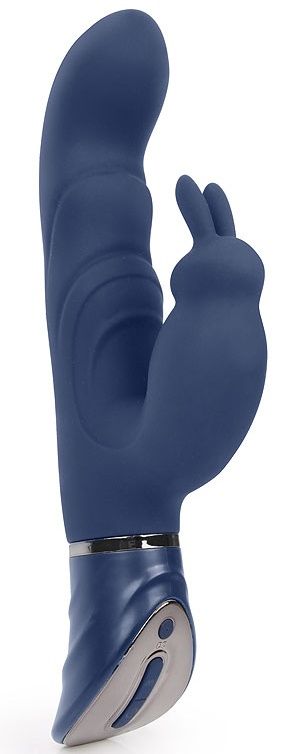 фото Темно-синий вибромассажер-кролик с 9 режимами вибрации 24 см a-loving