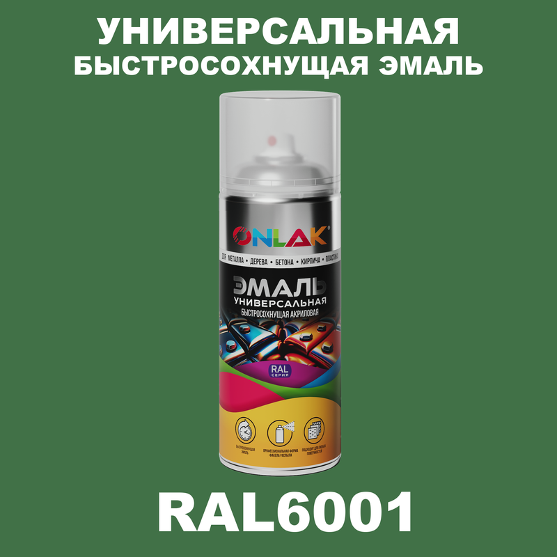 

Эмаль акриловая ONLAK RAL 6001 полуматовая, Зеленый, RAL-AER400-SPREY