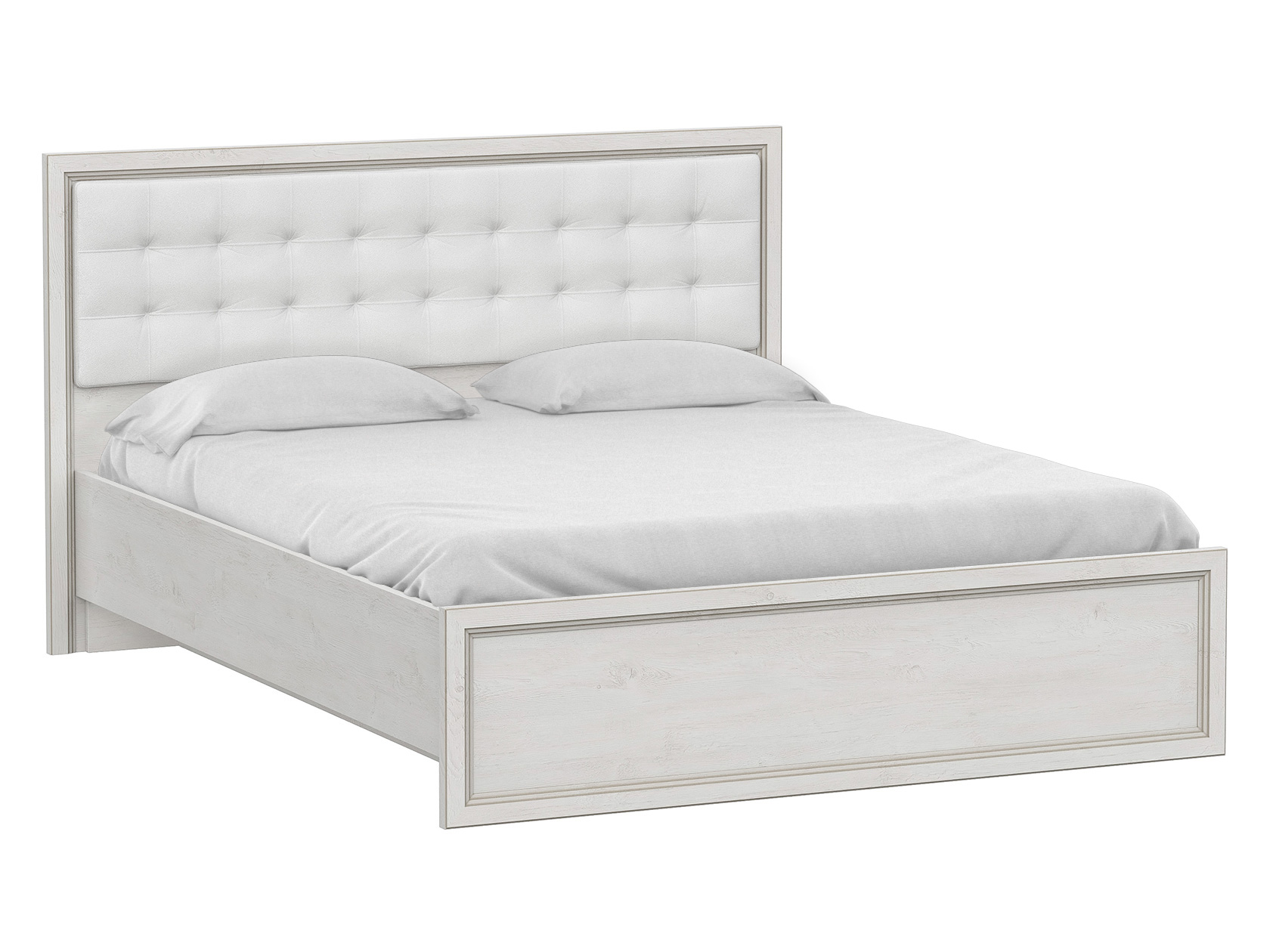Двуспальная кровать Александрия Сосна Санторини светлая Бежевый, экокожа, 160х200 см