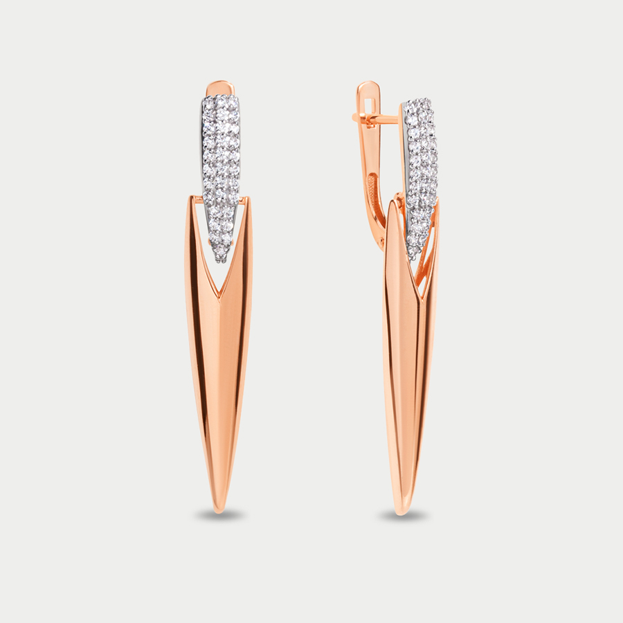 

Серьги из розового золота Династия 901772-1102, фианит, 901772-1102