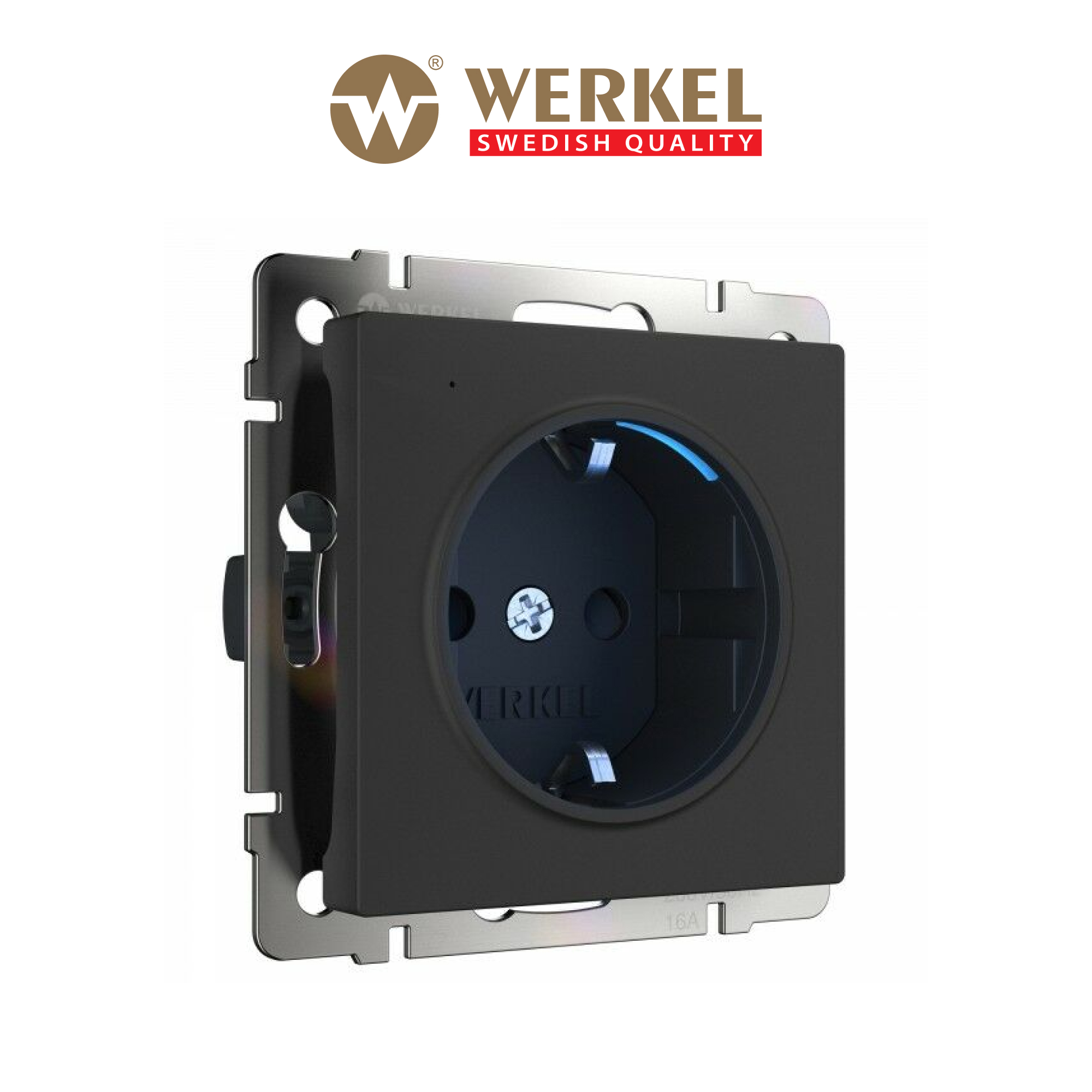 

Встраиваемая розетка Werkel W1171408 черный матовый со светодиодной синей подсветкой 16 А, Розетка с подсветкой