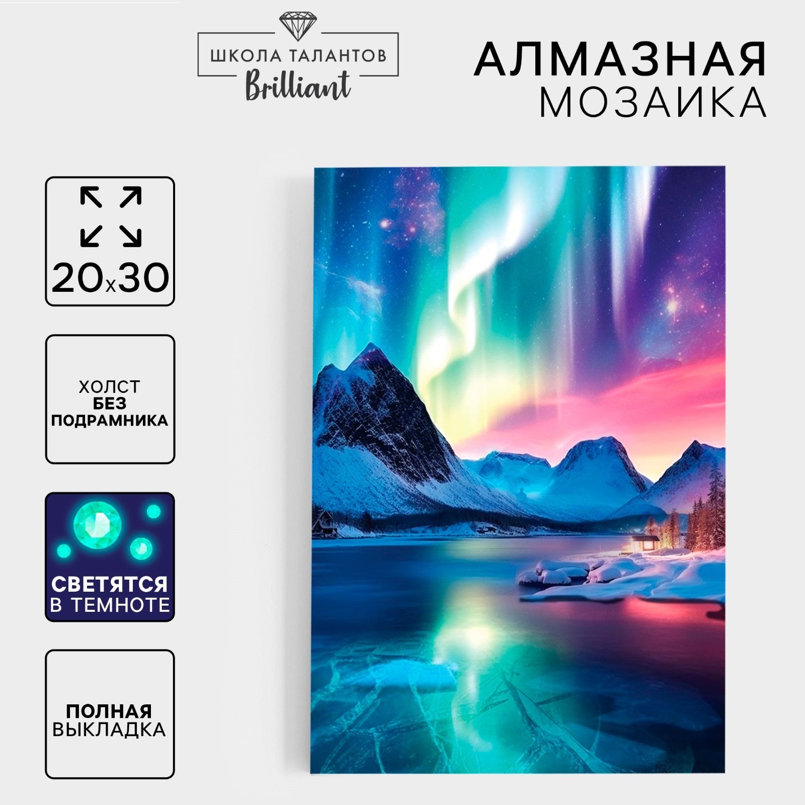 

Алмазная мозаика Школа талантов Северное сияние 20 х 30 см, Северное сияние