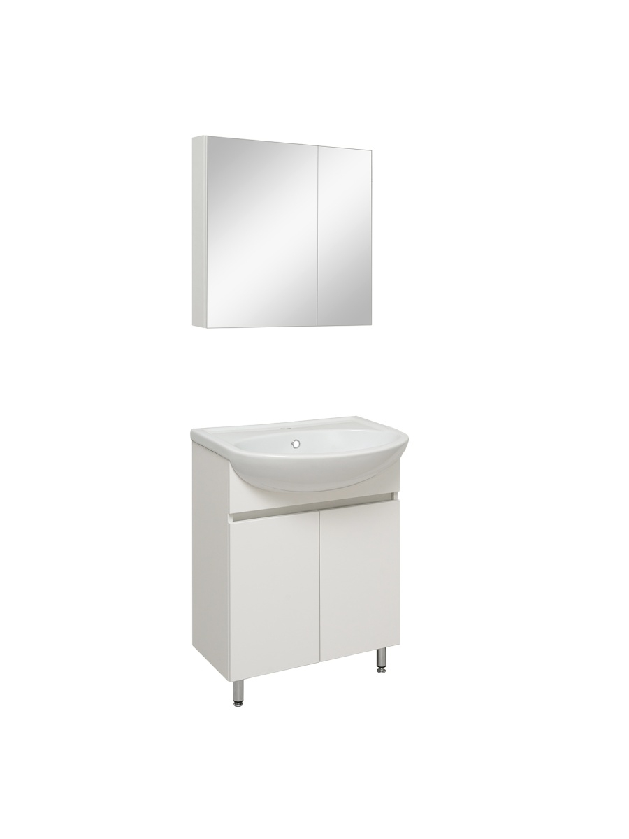 Мебель для ванной Runo Лада 60 белый тумба с раковиной шкаф для ванной зеркало для ванной