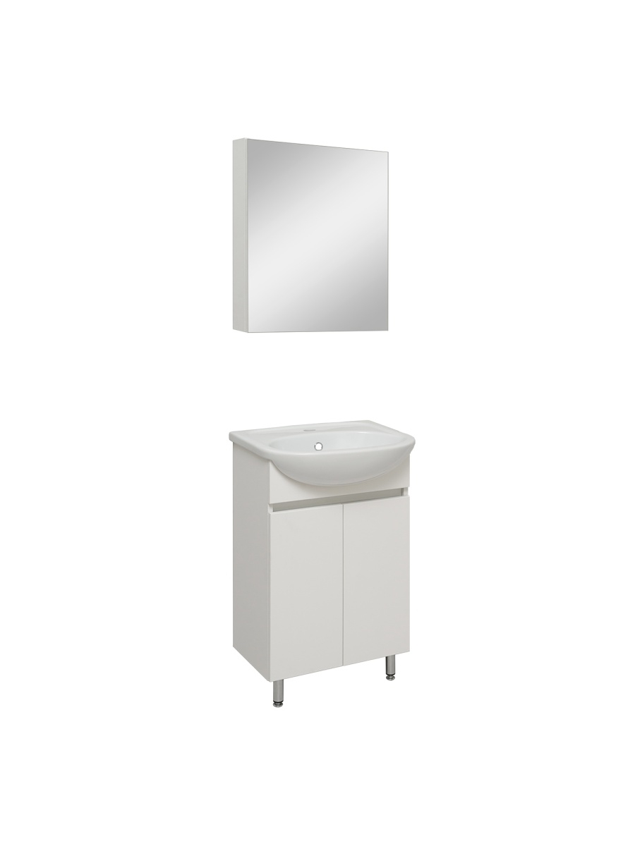 Мебель для ванной Runo Лада 50 белый тумба с раковиной шкаф для ванной зеркало для ванной