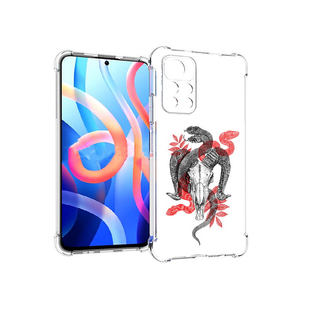 

Чехол MyPads Tocco для Xiaomi Poco M4 Pro 5G змея в черепе рисунок (PT200061.301.365), Прозрачный, Tocco