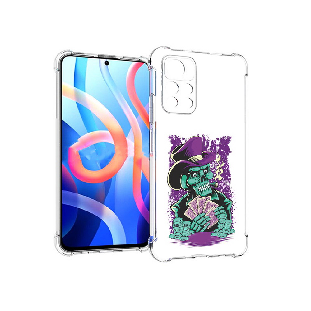 

Чехол MyPads Tocco для Xiaomi Poco M4 Pro 5G зеленый череп с картами (PT200061.301.361), Прозрачный, Tocco