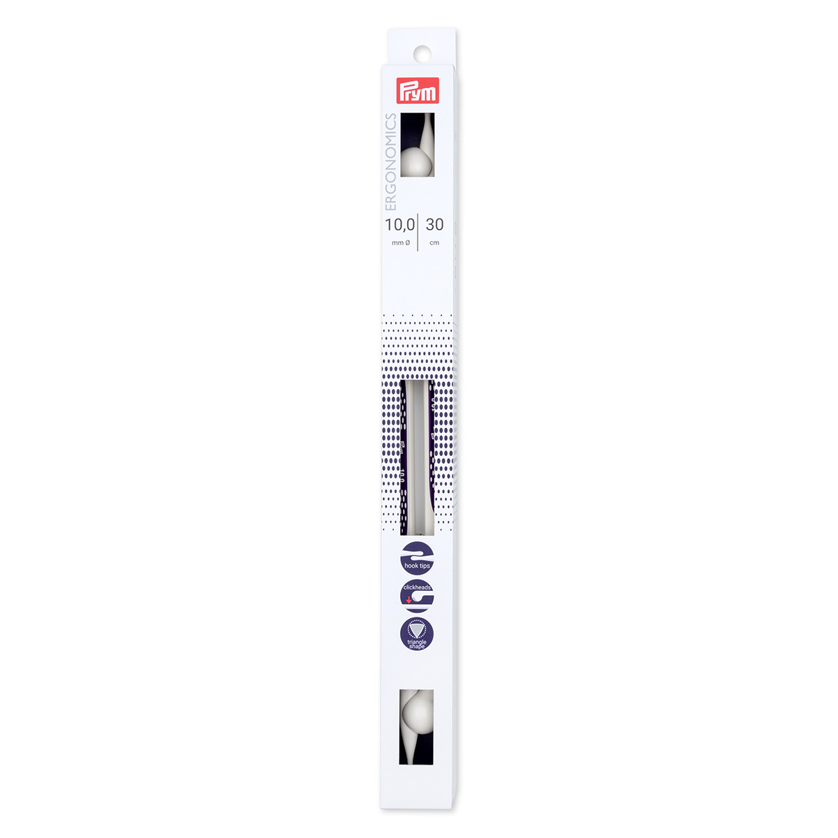 

Спицы прямые Prym Ergonomics, 190313, 10 мм, 30 см, 2 шт (упак), Белый
