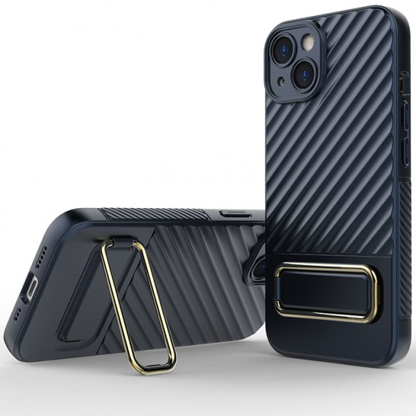 

Чехол с защитой камер, подставкой и микрофиброй для iPhone 15, Синий
