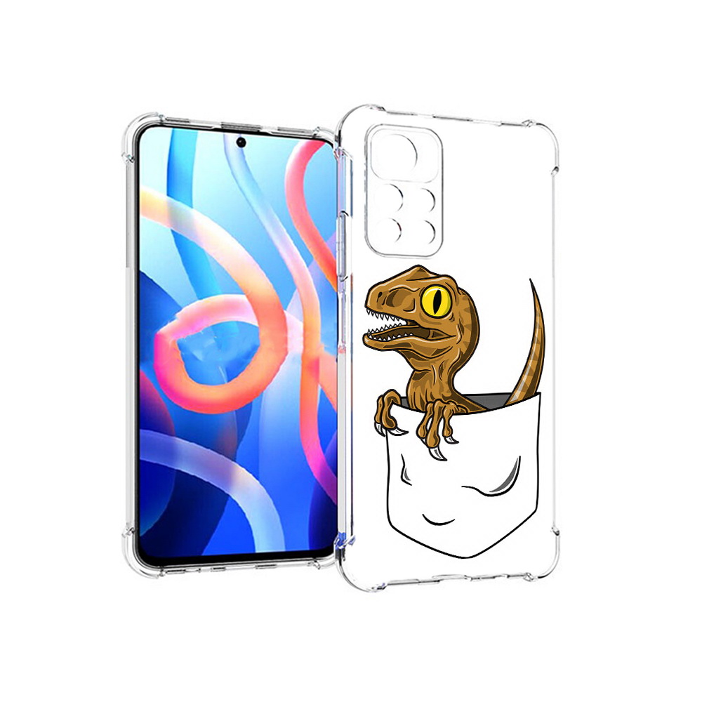 

Чехол MyPads Tocco для Xiaomi Poco M4 Pro 5G динозавр в кармане (PT200061.301.327), Прозрачный, Tocco