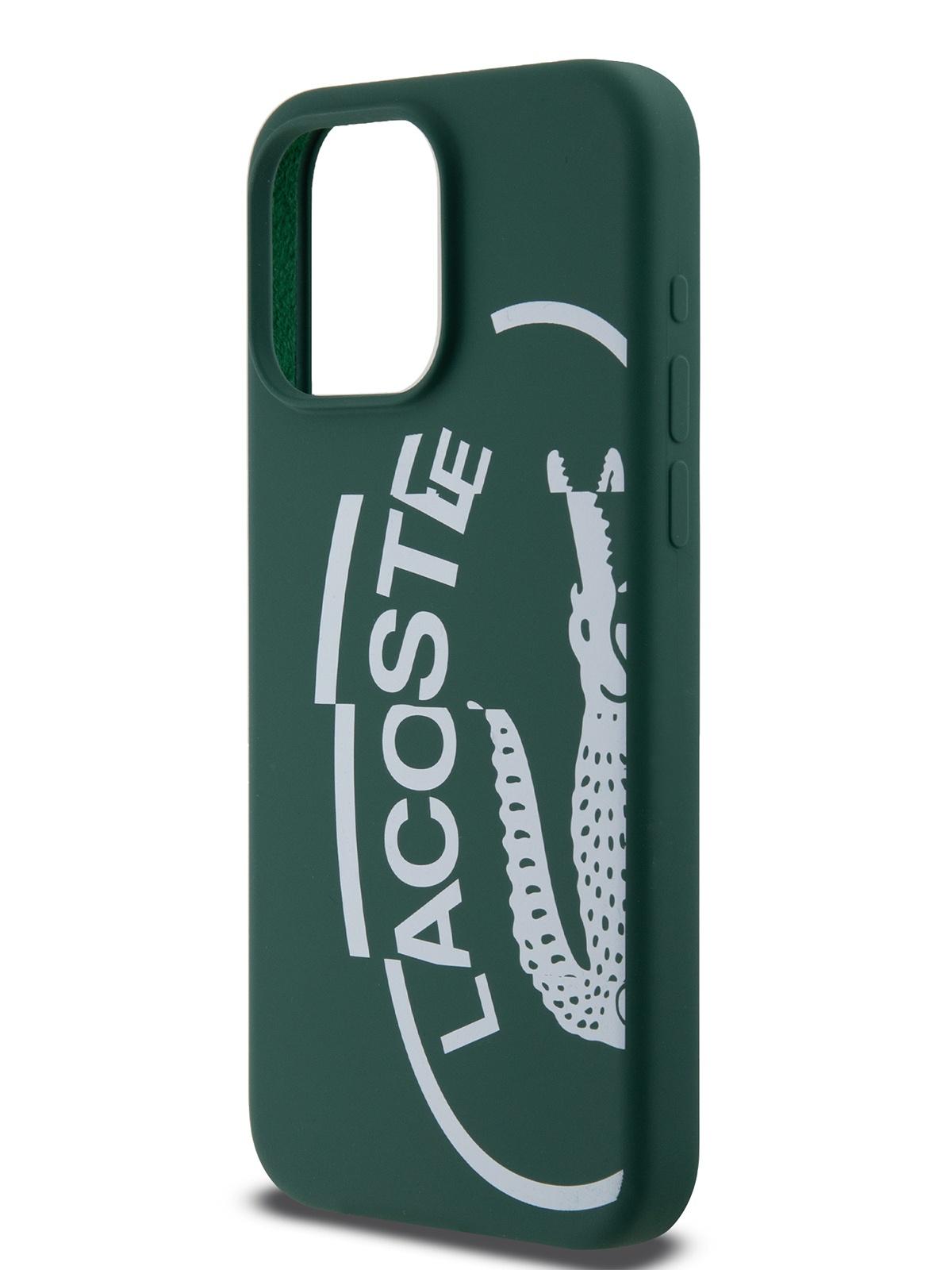 

Чехол Lacoste для iPhone 15 Pro Max с эффектом Soft-touch Oval logo Hard Green, Зеленый