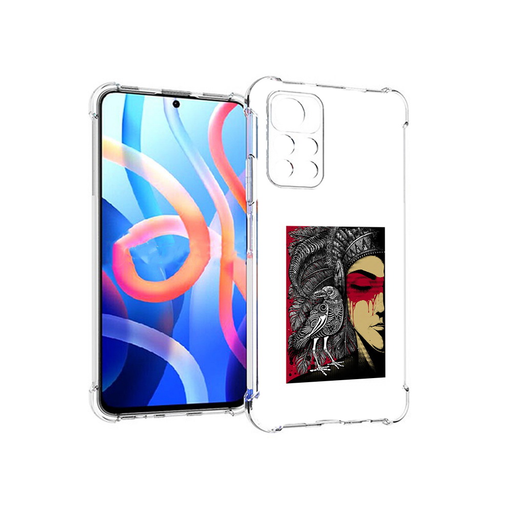 

Чехол MyPads Tocco для Xiaomi Poco M4 Pro 5G девушка с вороном в абстракции, Прозрачный, Tocco